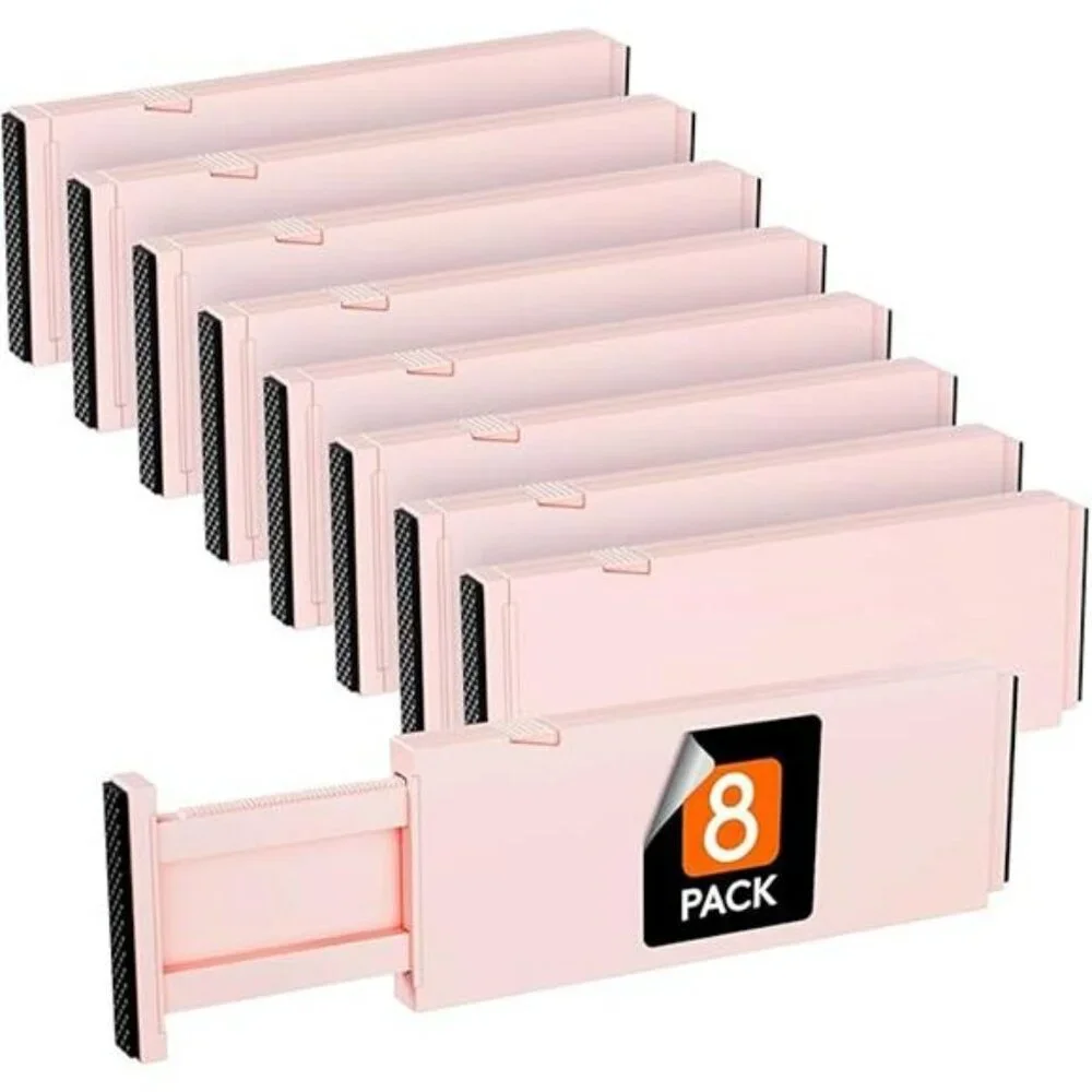 Lifewit Adjustable Drawer Dividers 8 Pack Closet Dresser Organizer Pink